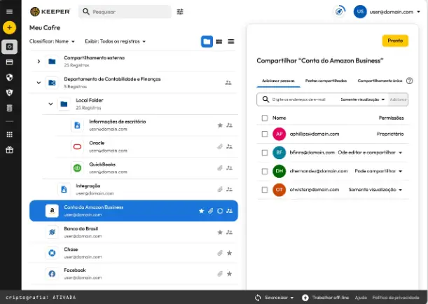 Keeper Gerenciamento e compartilhamento de senhas