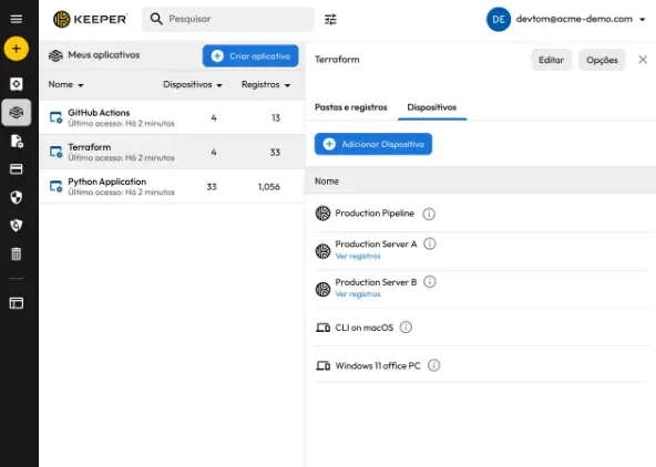 Keeper Gerenciamento de credenciais