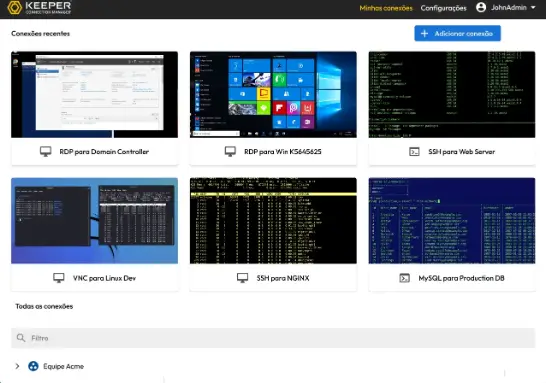 Keeper acesso a infraestruturas remotas