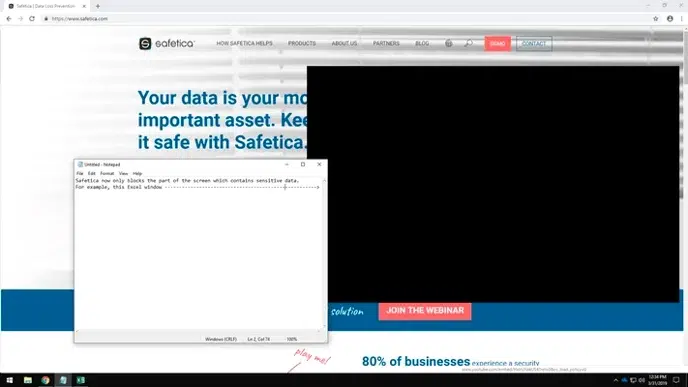 Safetica bloqueio de tentativa de print screen